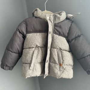 H&M kids puffer coat fleece lined and faux fur hood